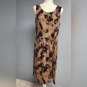 Simply Vera Vera Wang Brown and Black Patterned Midi Dress